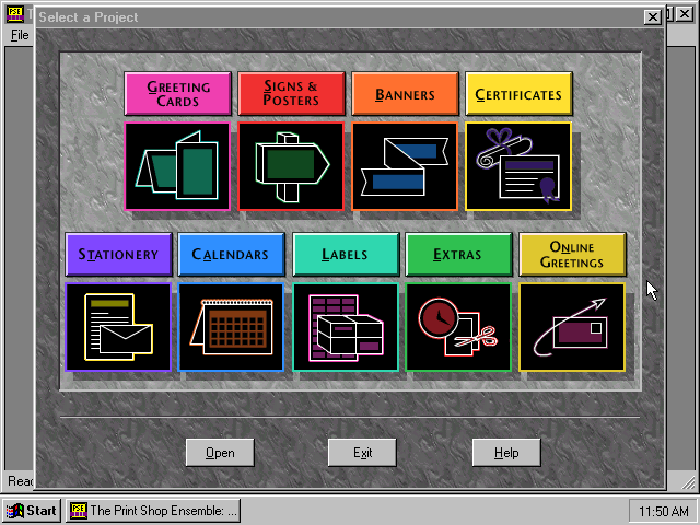 The Print Shop Ensemble III - Menu